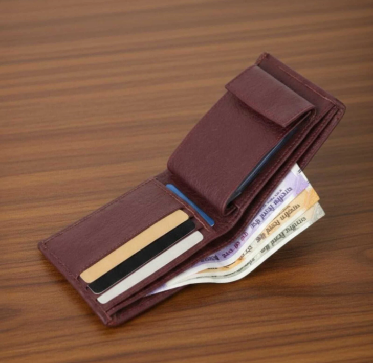 Premium Brown Leather Wallet for Men | Coin Pocket & Multiple Card Slots