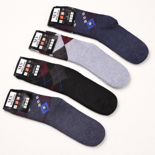 SLV Men’s Wool Blend Formal Socks – Assorted Argyle Designs (Pack of 12 Pairs)