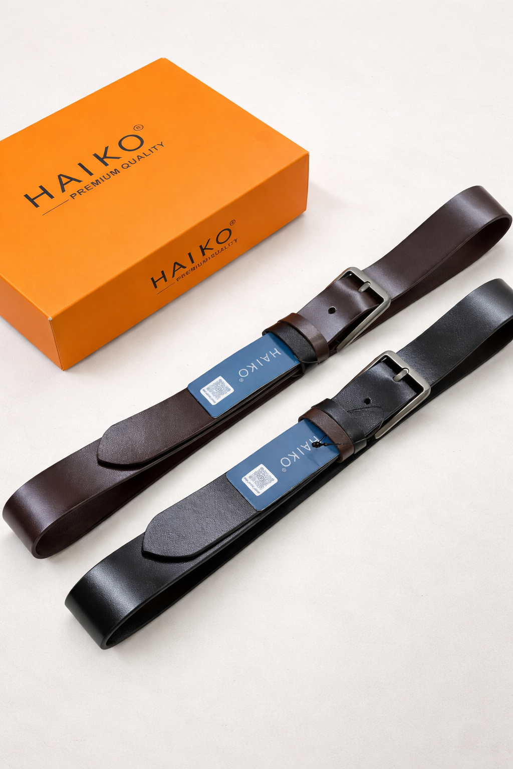 Haiko Men’s Leather Belt – 35 mm (Brown & Black Assortment)