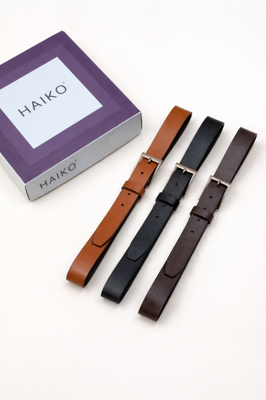 HAIKO Men’s Classic Leather Belt – 1.5 Inch Heavy Buckle (Wrinkle-Free