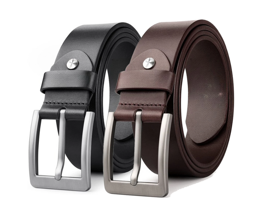 HAIKO Men’s Premium Automatic Buckle Leather Belt Combo Pack (Black) |