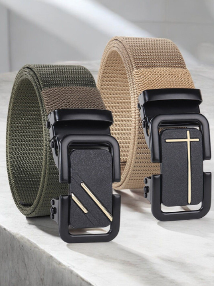 HAIKO Tactical Canvas Automatic Buckle Belt Combo for Men | Premium Me