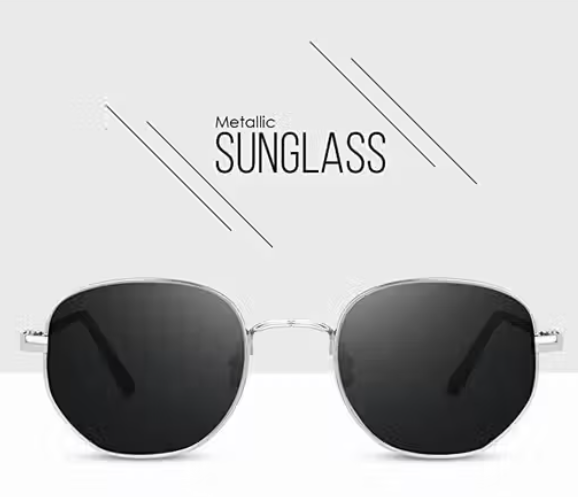 HAIKO Premium Hexagon Black Sunglasses for Men & Women | UV Protection