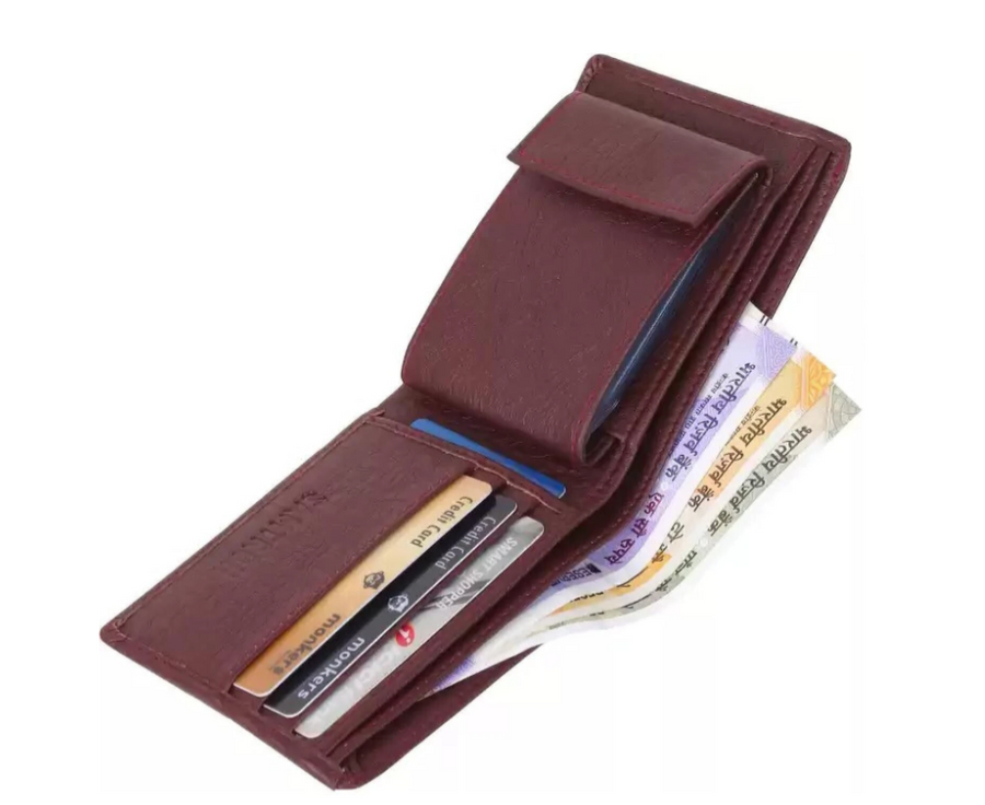 Premium Brown Leather Wallet for Men | Coin Pocket & Multiple Card Slots