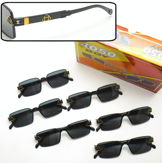 Luxury Black Rectangle Sunglasses with Gold Temple Logo
